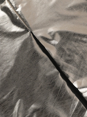 Skinny Sleeveless Asymmetric Pleated Shiny Split-Back Split-Joint One-Shoulder Evening Dresses Maxi Dresses