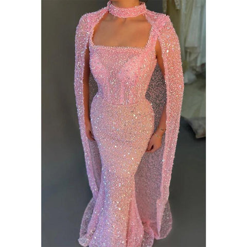 Robe de bal longue fourreau à bretelles spaghetti