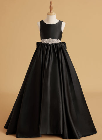 Ball-Gown/Princess Satin Sweep Train Flower Girl Dress