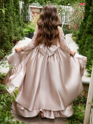 A-line Satin Asymmetrical Flower Girl Dress