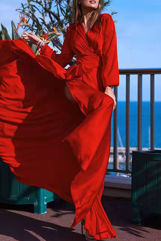 Robes de soirée formelles unies à fente en V et décolleté en V, style célébrités 