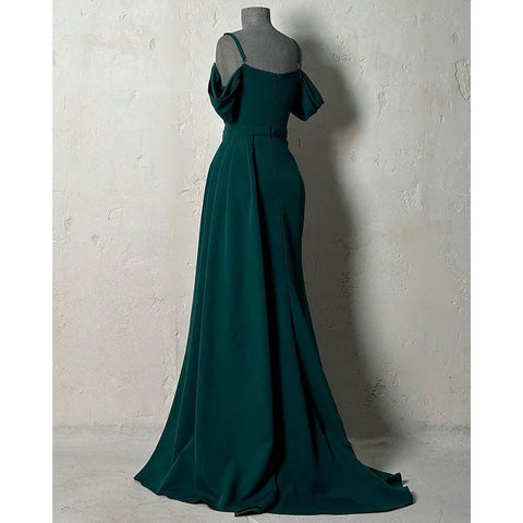 Sheath/columnoff-shoulder Straps Beaded Pleats Formal Evening Dress