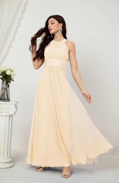 Numbersea Formal Party Gown Dress Chiffon Halter Long Sleeveless Bridesmaid Dresses 2802