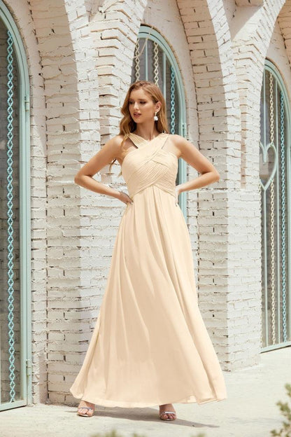 Halter Bridesmaid Dresses Formal Cocktail Prom Gown 28015