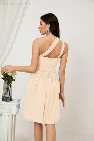 Baoleely Women Chiffon Short One Shoulder Bridesmaid Dress Formal Dresses for Party Homecoming 2804
