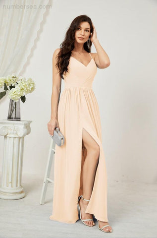 Vestidos de dama de honor con cuello alto Baoleely, de gasa, largos, corte en A, vestido formal de fiesta para boda, fiesta de noche 2801 