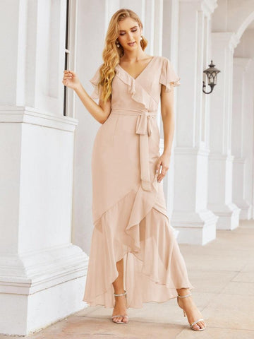 Baoleely Ruffled Bridesmaid Dresses Mermaid Formal Violin Evening Party Prom Gowns 28042