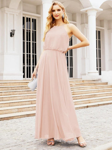 Robe de demoiselle d'honneur longue à col licou Baoleely, robe trapèze formelle pour juniors, 28029