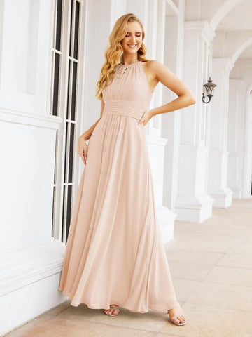 Baoleely Keyhole Bridesmaid Dresses Sleeveless Formal Evening Party Prom Gowns 28043