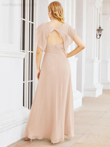 Sunnderly Bridesmaid Dresses Cape Formal Prom Dress Open Back Gowns for Mother of The Bride SY28058