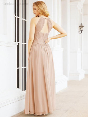 Baoleely Sleeveless Bridesmaid Dresses Long Prom Gown Zipper with Keyhole Back 28056