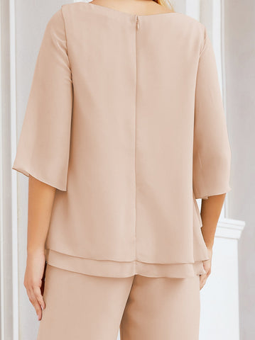 Baoleely Élégante robe mère de la mariée 2 pièces, grande taille, pantalon, volants, couches argentées, peignoir 28064