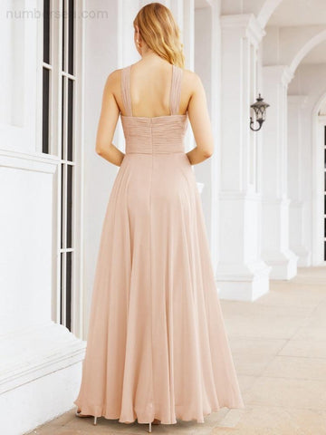 Baoleely Crisscross Halter Bridesmaid Dresses for Party Wedding Evening Prom Maxi Ball Gowns 28053