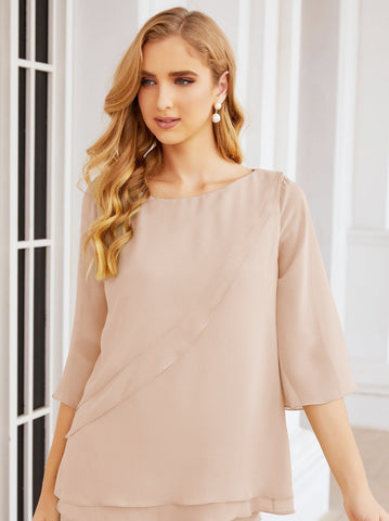 Baoleely Élégante robe mère de la mariée 2 pièces, grande taille, pantalon, volants, couches argentées, peignoir 28064