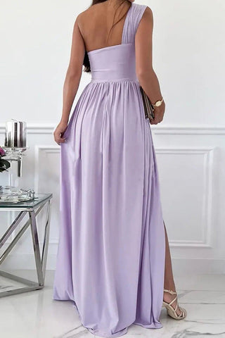 Robe de soirée sexy unie dos nu fendue asymétrique (7 couleurs) 