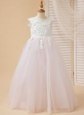 A-line Lace Tulle Floor-length Flower Girl Dress