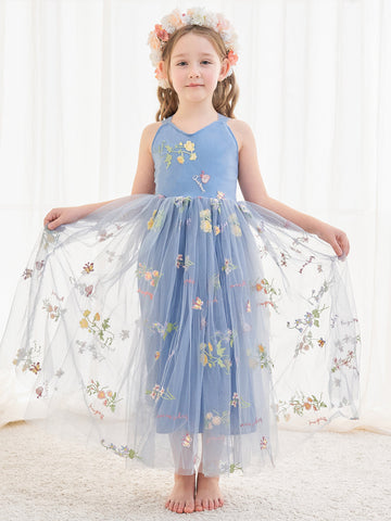 A-line Tulle Ankle-length Blue Dress (2003227598)