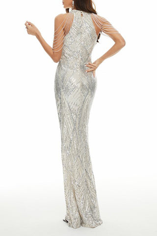 Vestidos de noche elegantes y formales con patchwork liso 