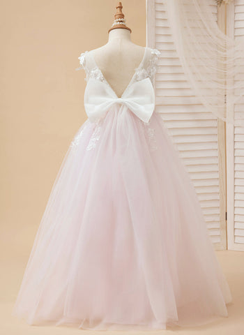 A-line Lace Tulle Floor-length Flower Girl Dress
