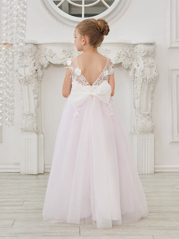 A-line Lace Tulle Floor-length Flower Girl Dress