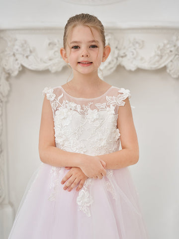 A-line Lace Tulle Floor-length Flower Girl Dress