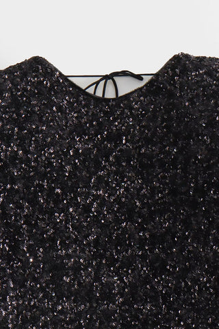 Robes de soirée élégantes à sequins unis dos nu et col rond 