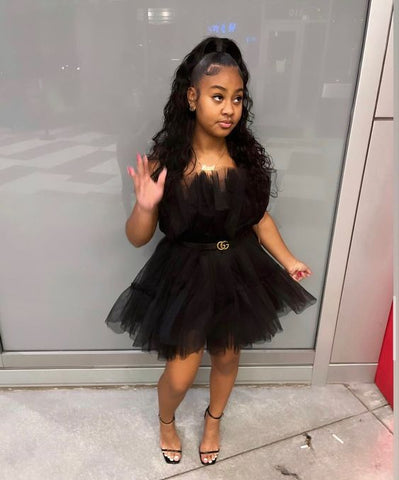 Vestido de fiesta de tul negro, lindo vestido negro de fiesta Y504