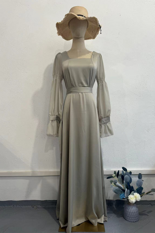 Vestidos de noche elegantes de color liso con cordones y escote cuadrado, típicos de las celebridades 