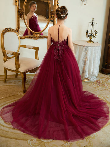 Ball-Gown/Princess Tulle Sweep Train Flower Girl Dress