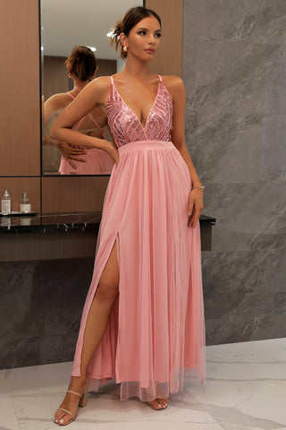 V-neck Sequin Party Dress