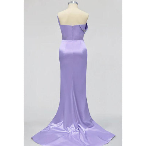 Robe de soirée élégante et luxueuse, style sirène/trompette, col en V, sans manches