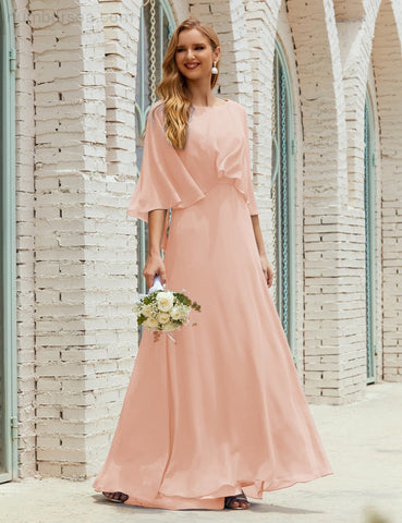 Robe de demoiselle d'honneur Sunnderly pour femme, manches longues, col en V, en mousseline, robe de cérémonie pour mariage SY28018