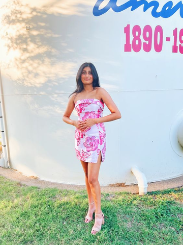 Lindo vestido de fiesta estampado floral sin tirantes Y2773