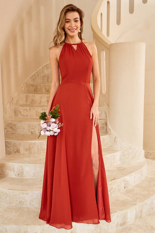 Long Chiffon Bridesmaid Dress with Slit