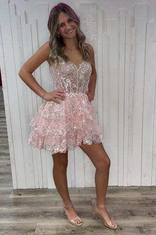 Vestido de fiesta de princesa, corte línea A, tirantes finos, corsé azul marino con volantes