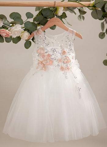 A-line Tulle Knee-length White Dress (2003227138)