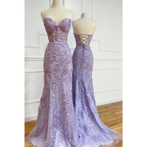 Vestido de fiesta largo con escote en V y apliques de encaje, corte tubo/columna, sexy 