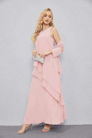 Mother of Bride Dresses with Open Front Lightweight Cardigan Formal Prom Gown  28081