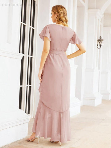 Baoleely Ruffled Bridesmaid Dresses Mermaid Formal Violin Evening Party Prom Gowns 28042