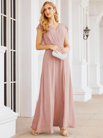 Sunnderly Bridesmaid Dresses Cape Formal Prom Dress Open Back Gowns for Mother of The Bride SY28058