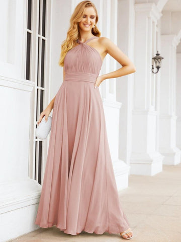 Baoleely Crisscross Halter Bridesmaid Dresses for Party Wedding Evening Prom Maxi Ball Gowns 28053