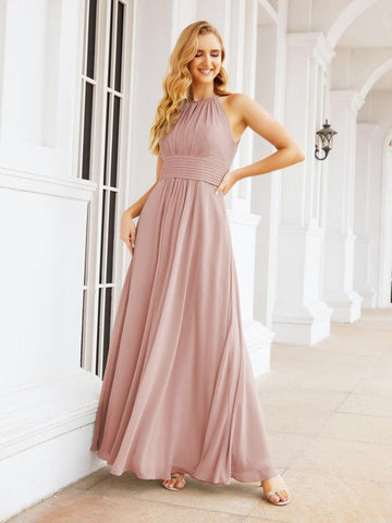 Baoleely Keyhole Bridesmaid Dresses Sleeveless Formal Evening Party Prom Gowns 28043