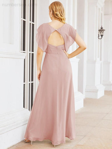 Sunnderly Bridesmaid Dresses Cape Formal Prom Dress Open Back Gowns for Mother of The Bride SY28058