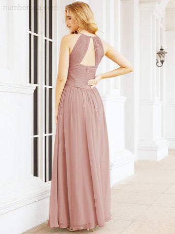 Baoleely Sleeveless Bridesmaid Dresses Long Prom Gown Zipper with Keyhole Back 28056