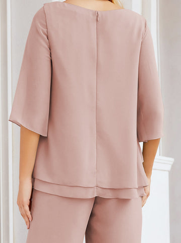 Baoleely Élégante robe mère de la mariée 2 pièces, grande taille, pantalon, volants, couches argentées, peignoir 28064