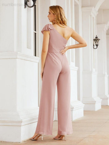 Baoleely Women's One Shoulder Long Jumpsuit Formal Evening Dress Long Bridesmaid Dresses Pants Wedding Party 28034