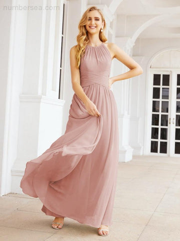 Baoleely Sleeveless Bridesmaid Dresses Long Prom Gown Zipper with Keyhole Back 28056