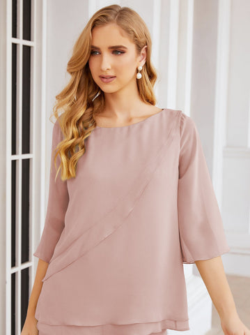 Baoleely Élégante robe mère de la mariée 2 pièces, grande taille, pantalon, volants, couches argentées, peignoir 28064