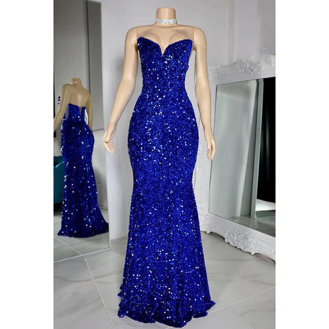 Robe de soirée charmante à col en V, sans manches, à paillettes et à lacets