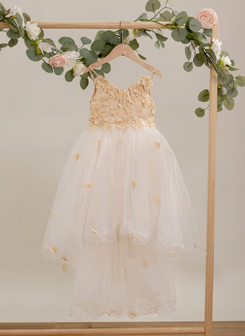 A-line Tulle Asymmetrical Ivory Dress (010220938)